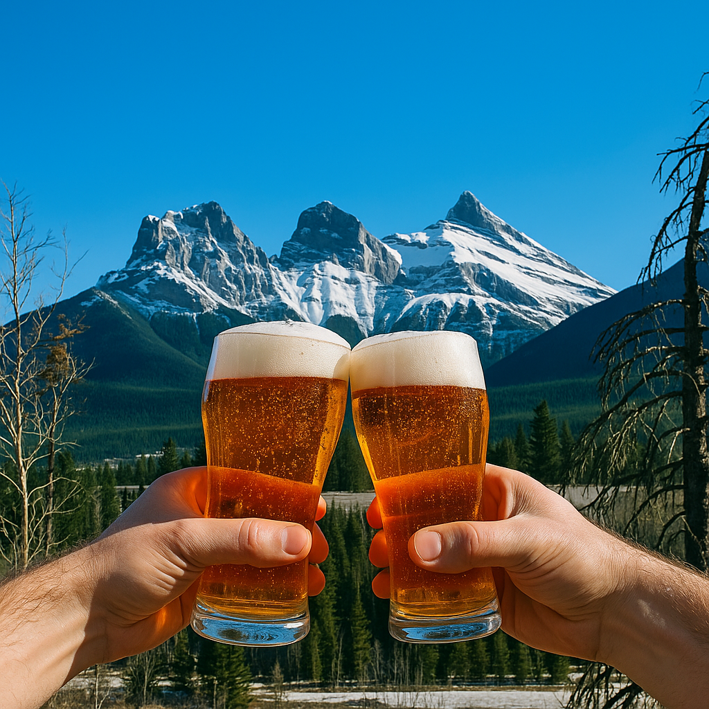 Happy Hour in Canmore Alberta after a Whitewater Rafting Tour with Canadian Rockies Rafting