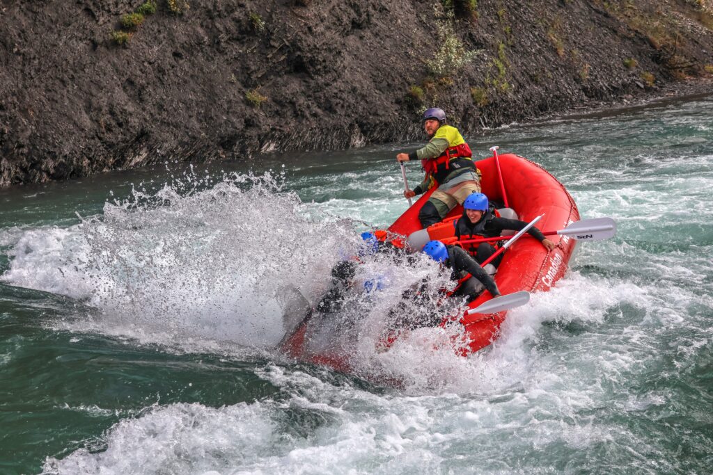 Surfing on the Kananaskis River on the Kananaskis Surf Trip with Canadian Rockies Rafting