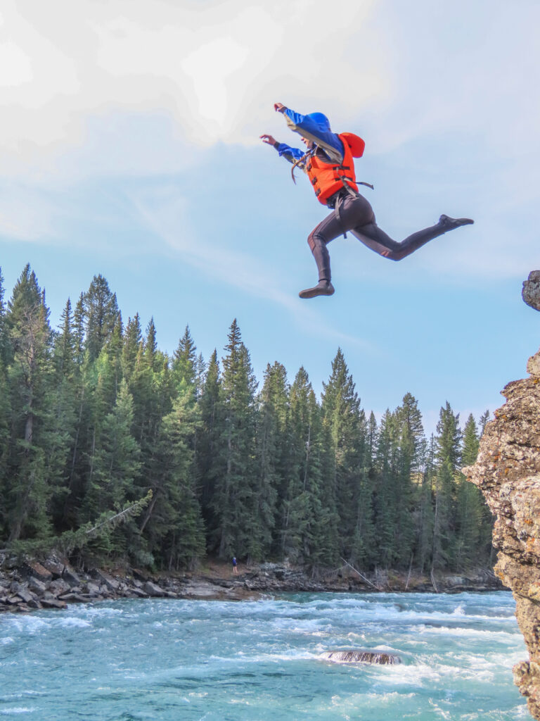 Cliff Jumping on the Horseshoe Canyon Tour with Canadian Rockies Rafting